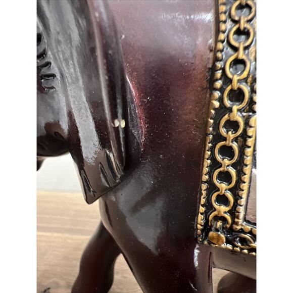 Decorative Wooden Elephant Figurine Collectable Hand‎ Painted 6 inches - Picture 2 of 9